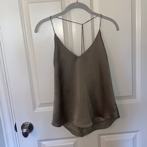 Olive green silk top